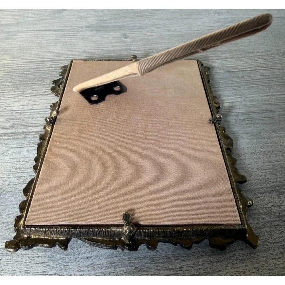 Metzke Vtg Photo Frame Antiqued Brass Finish Pewter 5